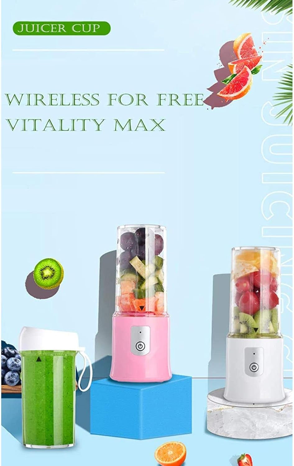 Portable Blender, Travel Blender Mini Blender Personal Blender for Smoothies with Updated 6 Blades Shake Blender with USB Rechargeable Battery, (Pink)