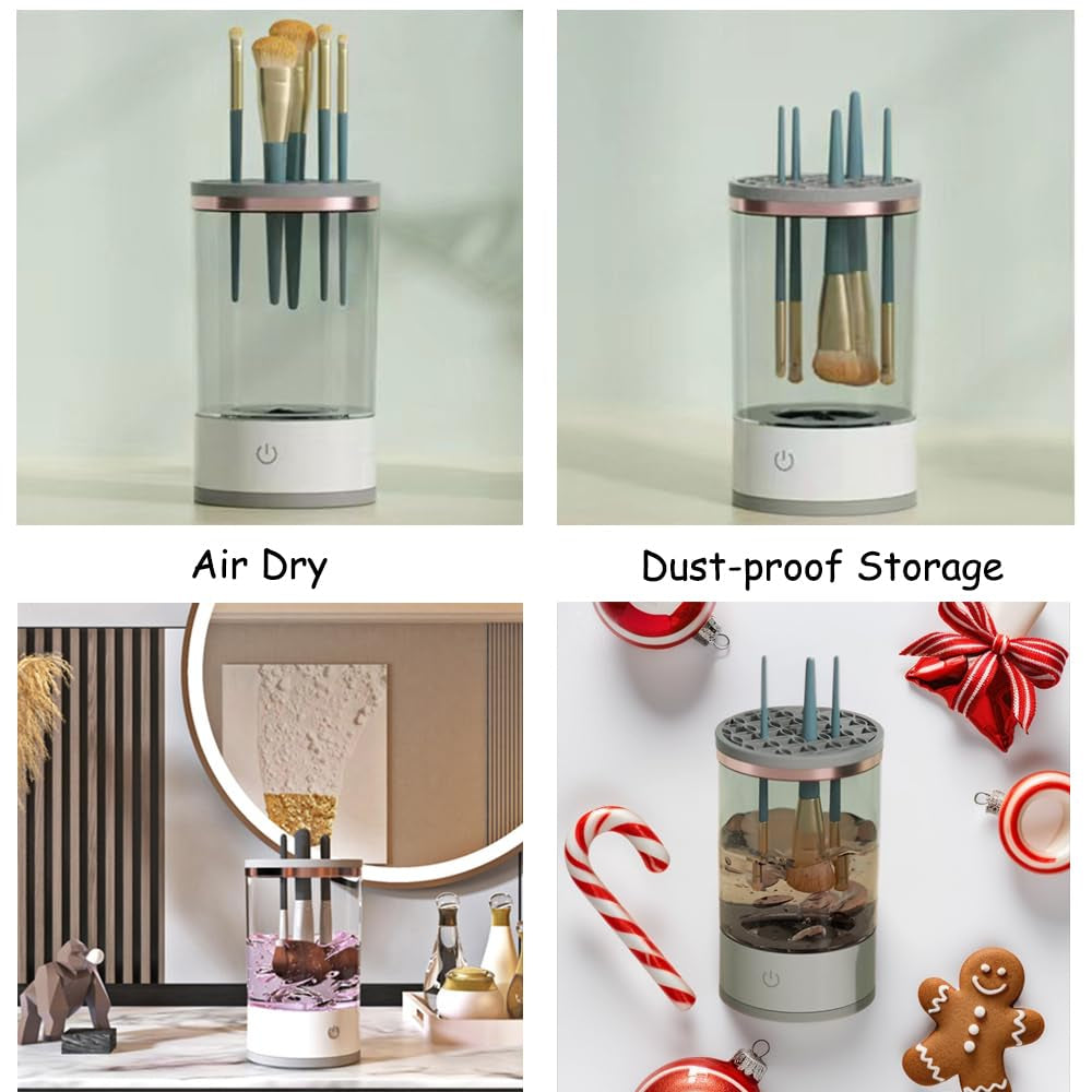 Makeup Brush Cleaning Machine - Automatic Cosmetics Brush Cleaner, Electric Make-Up Brush Cleaner and Dryer, Dust-Proof Beauty Brushes Organizer, Birthday Gift for Ladies