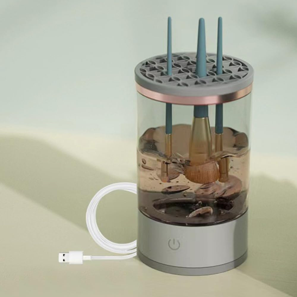 Makeup Brush Cleaning Machine - Automatic Cosmetics Brush Cleaner, Electric Make-Up Brush Cleaner and Dryer, Dust-Proof Beauty Brushes Organizer, Birthday Gift for Ladies