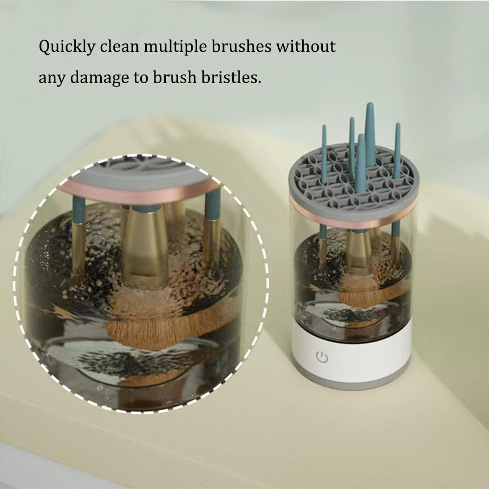 Makeup Brush Cleaning Machine - Automatic Cosmetics Brush Cleaner, Electric Make-Up Brush Cleaner and Dryer, Dust-Proof Beauty Brushes Organizer, Birthday Gift for Ladies