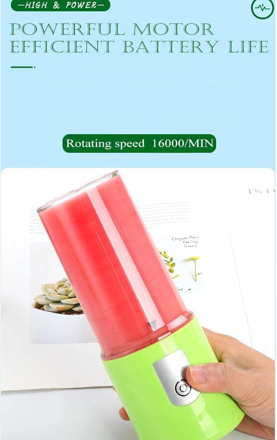 Portable Blender, Travel Blender Mini Blender Personal Blender for Smoothies with Updated 6 Blades Shake Blender with USB Rechargeable Battery, (Pink)